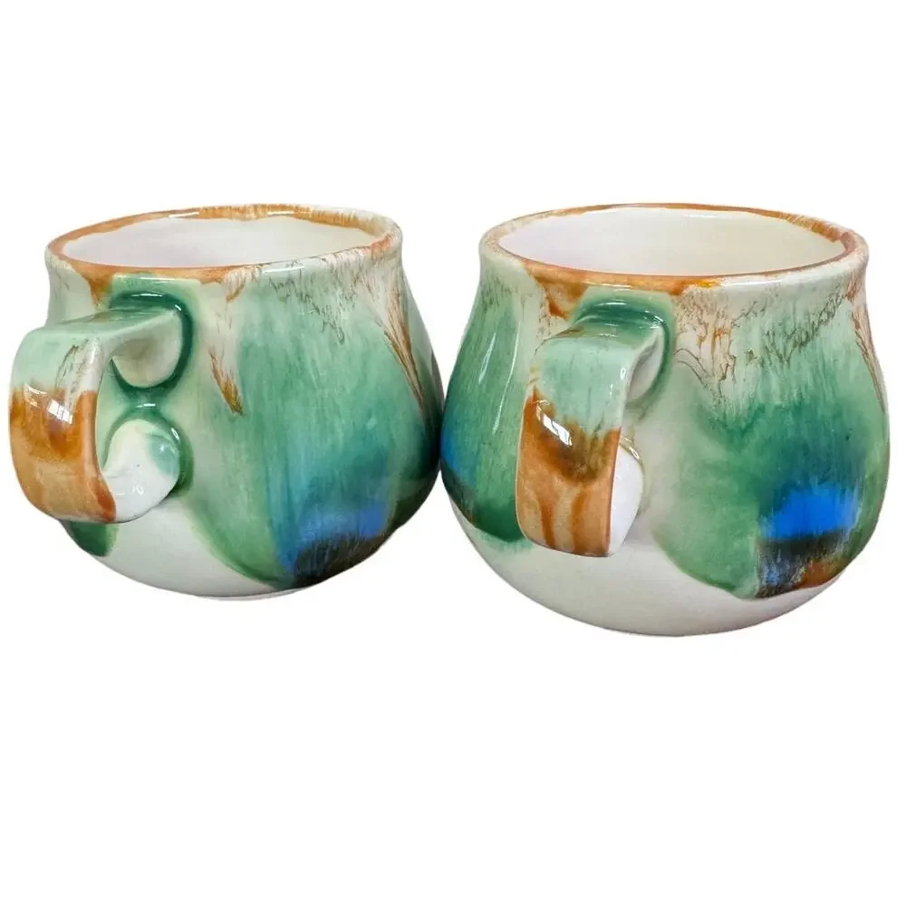 Vintage Set Of Two Hand painted Seyei Ceramic Tea/Coffee Cups With Saucers